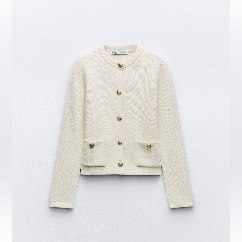 Zara Cream Button-Up Cardigan